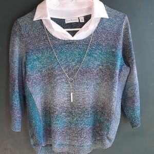 Kim Roger's sweater with necklace